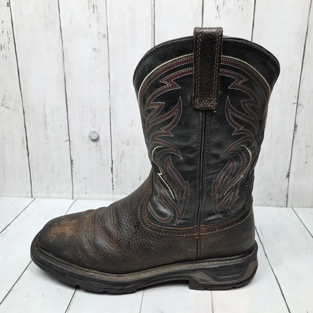 Ariat Work Men's Leather Boots ASTM F2892-18 EH Size 10.5 EE Wide Brown Black